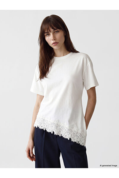 LC Waikiki Tricou de damă cu dantelă și croială asimetrică