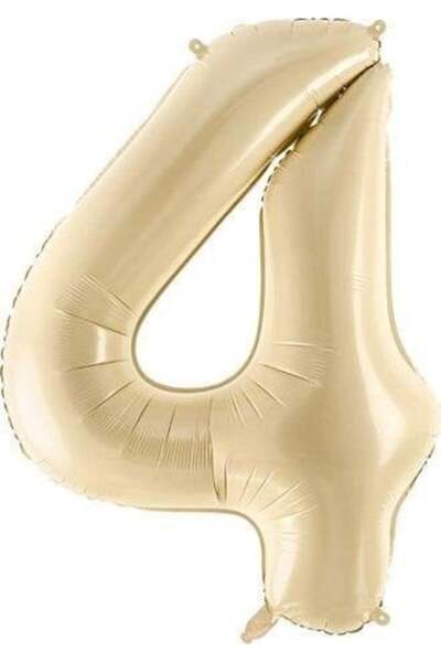 Partydeco Folie cu baloane Numărul 4, 72cm, bej