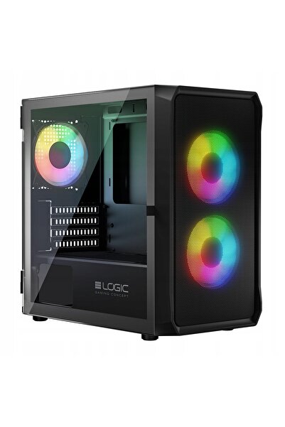 Kraft&dele Carcasă PC Logic Portos ARGB Mini Tower ATX cu fereastră, neagră