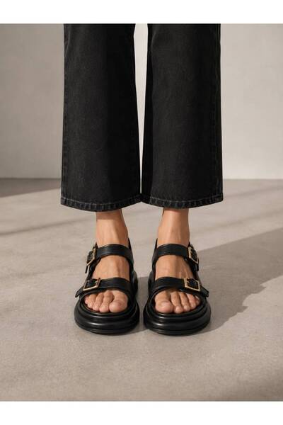 VEİLLETTO Women's Buckle-Strapped Thick Sole Orthopedic Daily Sandals
