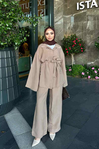 İmajButik Mink Jacket and Trousers Striped Suit