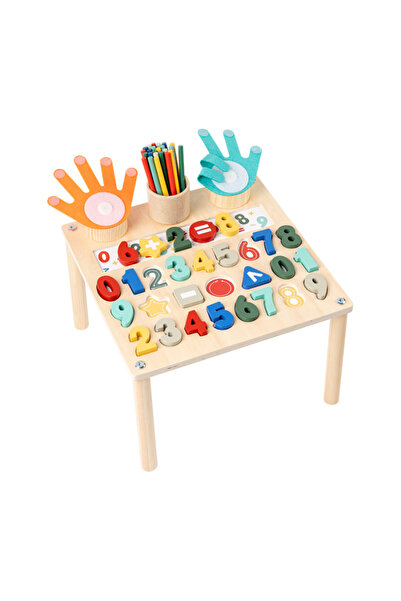 Picodino Masă Montessori din lemn cu numere și pentru numărat cu degetele