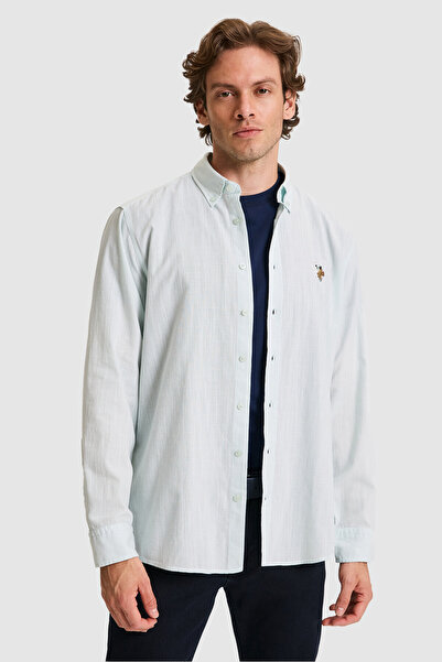 U.S. Polo Assn. Men's Aqua Green Long Sleeve Basic Shirt 50320255-Vr083
