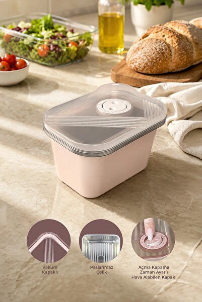NESS HOME Stainless Steel Vacuum Storage Container, Oven and Cake Container f...