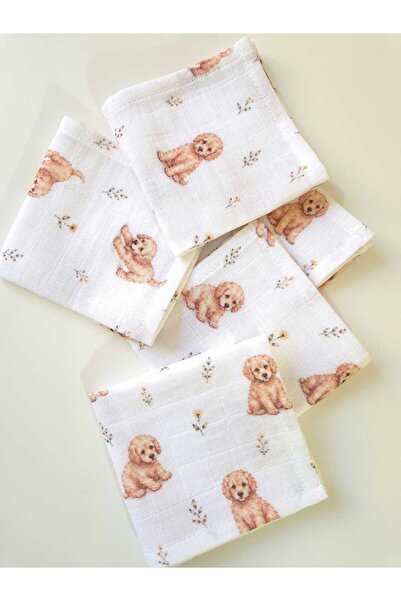 jr.bunnies Jr Bunnies 5-Pack Dog Patterned Muslin Mouth Wipes 100% Cotton Bab...