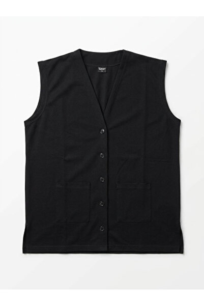 BİLGENS BUTİK Women's Plus Size Summer Combed Cotton Vest with Pockets