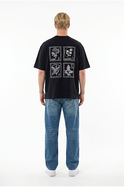 Respire Ανδρικό Κεντημένο Oversize T-Shirt Μαύρο