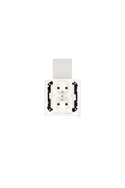 Kontakt-Simon 55 Priză dublă 2P+Z IP44 cu capac transparent și etanșare alb mat