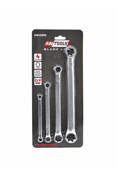 AwTools Set de chei inelare Torx E6-E24 - 4 piese BLACK LINE