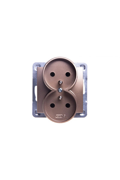 OSPEL Priza dubla Ospel, Plastic, 16A, IP20, Auriu