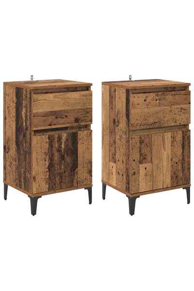 vidaxl Dulap de noapte 2 pcs Lemn vechi 40 x 35 x 70 cm Lemn compozit