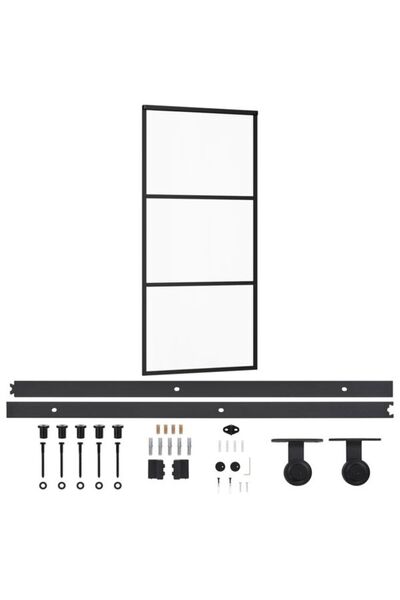 vidaxl Ușă glisantă cu set de feronerie, 90 x 205 cm, sticlă ESG/aluminiu