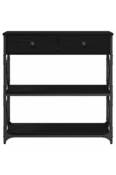 vidaxl Masă Consolă Stejar negru 75 x 28 x 75 cm Lemn compus și metal