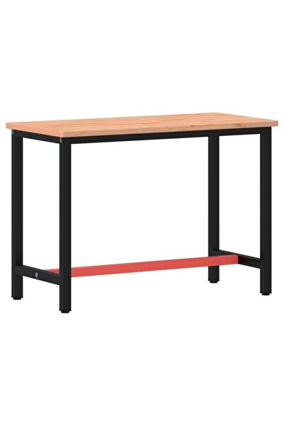 vidaxl Banc de lucru, 115 x 55 x 81.5 cm, lemn masiv de fag și metal