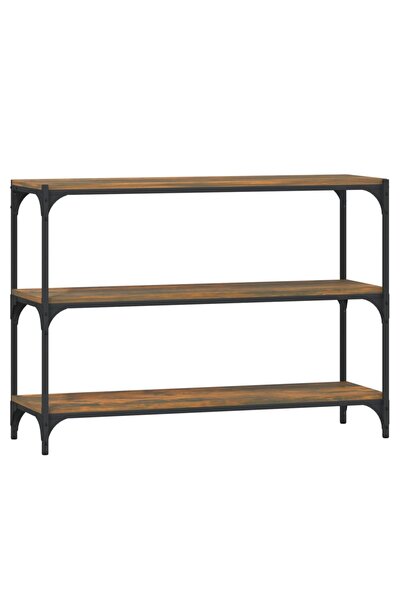 vidaxl Raft cărți stejar fumuriu 100x33x70,5 cm lemn prelucrat și oțel