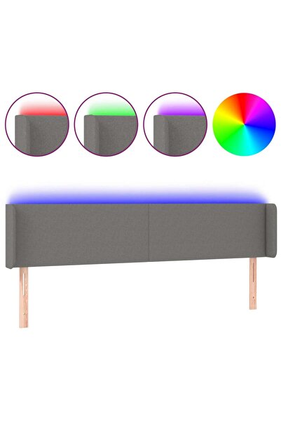 vidaxl Tăblie de pat cu LED, gri închis, 163x16x78/88 cm, textil