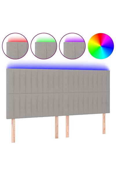 vidaxl Tăblie de pat cu LED, gri deschis, 200x5x118/128 cm, textil