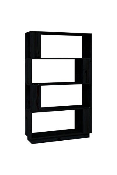 vidaxl Bibliotecă/Separator cameră, negru, 80x25x132 cm lemn masiv pin