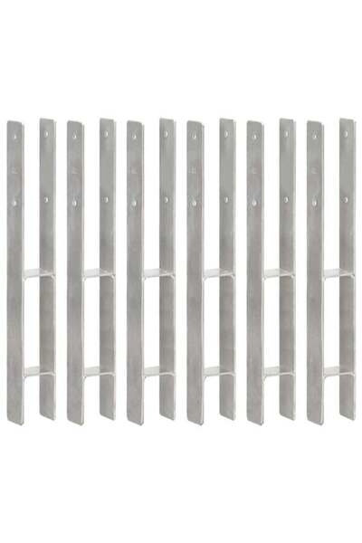 vidaxl Ancore pentru gard, 6 bucăți, argintii, 7 x 6 x 60 cm, oțel galvanizat