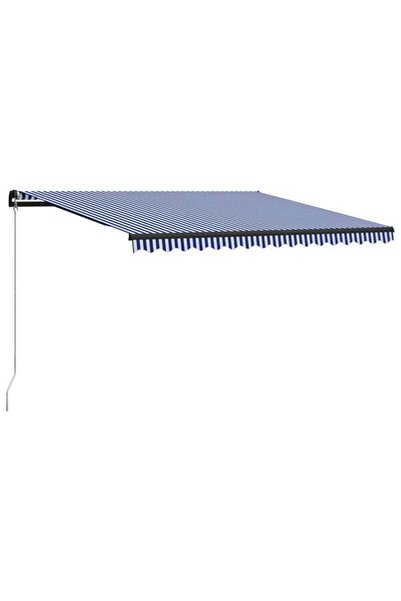 vidaxl Copertină retractabilă manuală, Albastru și Alb, 450 x 300 cm