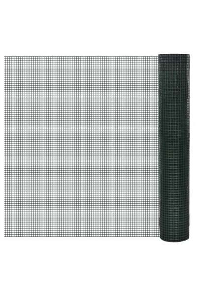vidaxl Plasa de găini, verde, 25 x 1 m, oțel galvanizat cu PVC