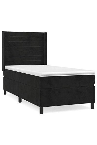 vidaxl Pat boxspring cu saltea, negru, 80 x 200 cm, catifea