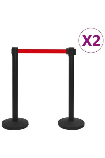 vidaxl Stâlpi de delimitare, barieră de aeroport, 4 buc., negru, fier