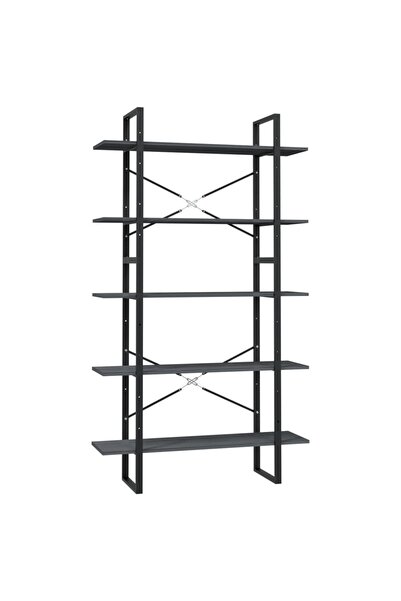 vidaxl Bibliotecă cu 5 rafturi, gri, 100x30x175 cm, lemn masiv de pin