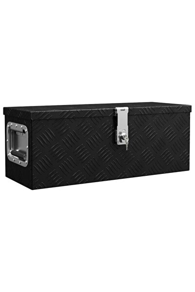 vidaxl Cutie de depozitare, neagră, 60 x 23.5 x 23 cm, aluminiu