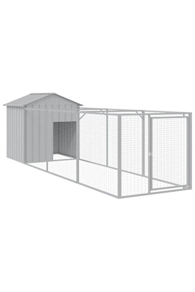 vidaxl Căsuță pentru câini și acoperiș gri deschis 117 x 405 x 123 cm oțel ga...