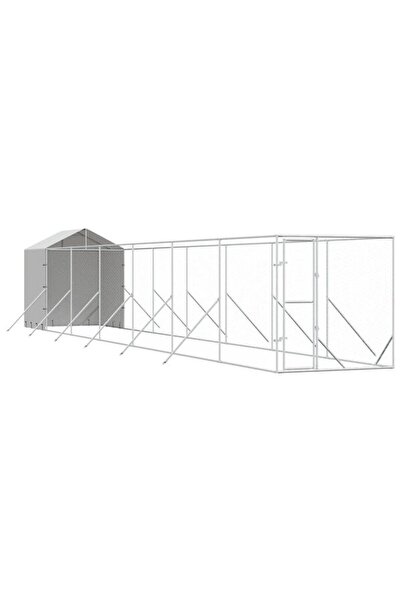 vidaxl Structură de exterior cu acoperiș argintiu 2 x 14 x 2.5 m din oțel gal...