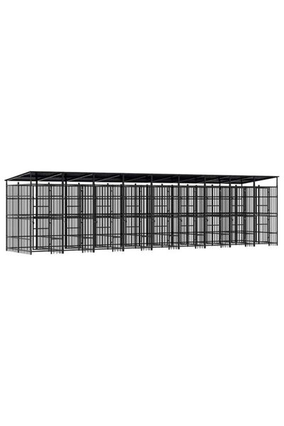 vidaxl Cușcă de exterior pentru câini cu acoperiș, 16,59 m², Oțel