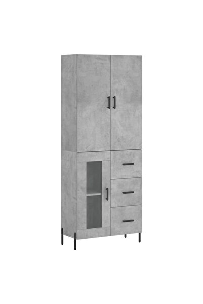 vidaxl Dulap înalt, gri beton, 69.5 x 34 x 180, lemn prelucrat
