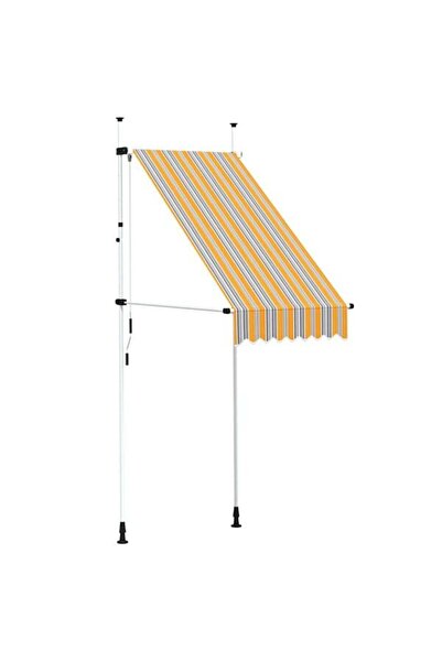 vidaxl Copertină retractabilă manuală, galben și albastru, 100 cm, cu dungi