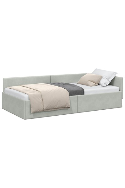 vidaxl Cadru de pat colțar Gri deschis 90 cm x 200 cm Catifea