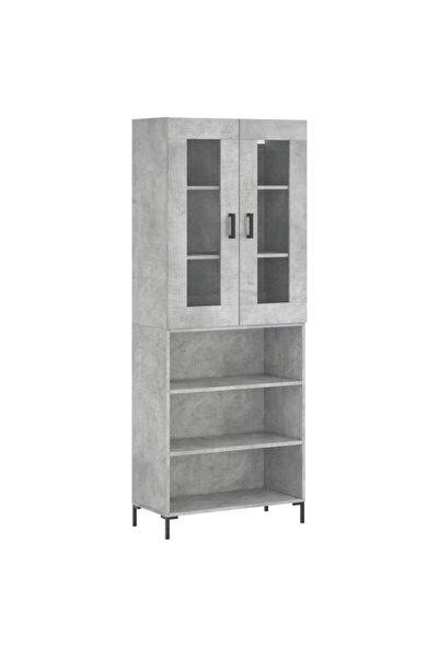 vidaxl Dulap înalt, gri beton, 69,5 x 34 x 180, lemn compozit