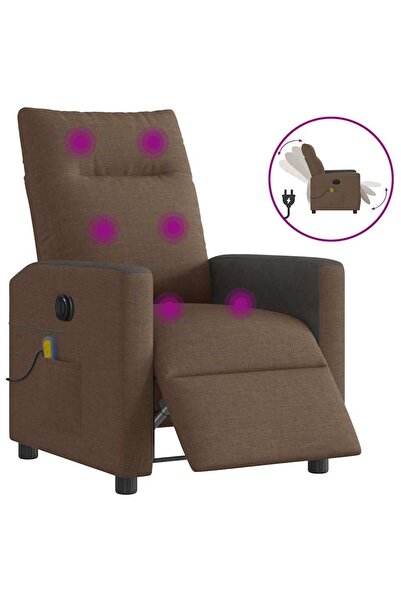 vidaxl Fotoliu electric de masaj rabatabil, maro, textil