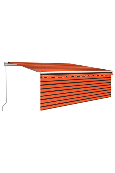 vidaxl Copertină retractabilă manuală cu rulou și LED-uri Portocaliu și Maro ...
