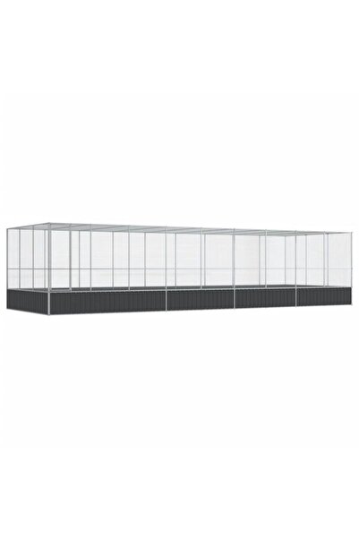 vidaxl Volieră pentru păsări cu extensie, argintie, 932 x 307 x 212 cm, oțel
