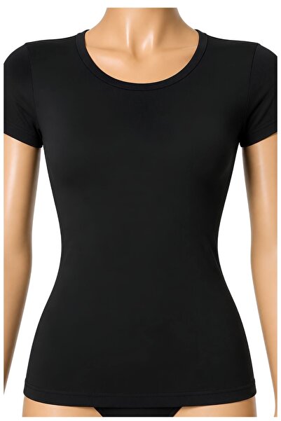 CHARM Yıldız Tekli Women's Crew Neck Lycra Short Sleeve T-Shirt Stretch Cotto...