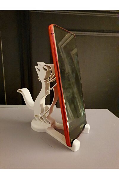 Kedi Figürlü 3D Tasarım Masaüstü Telefon Standı