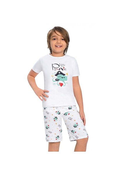 FROG Παιδικές Καλοκαιρινές Πιτζάμες για Αγόρι Λευκές 24004LEY