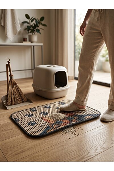 Başak Ev Tekstili Double Layered Screened Cat Toilet Mat Front Mat Cat Litter...