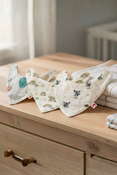 Reyo Beberotti 3-Piece Muslin Baby Bib Scarf Set - Koala, Rainbow, and Whale,...
