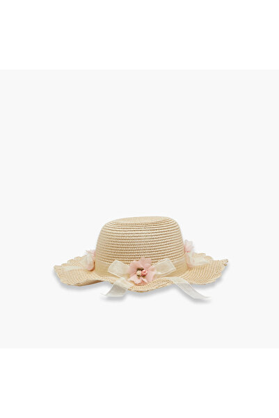 Juniors Hat with Floral Bow Detail