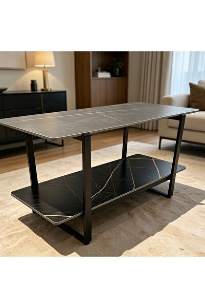 Bleco Light Luxury Double Marble Pattern Accent Table, Narrow Sofa Back Side ...