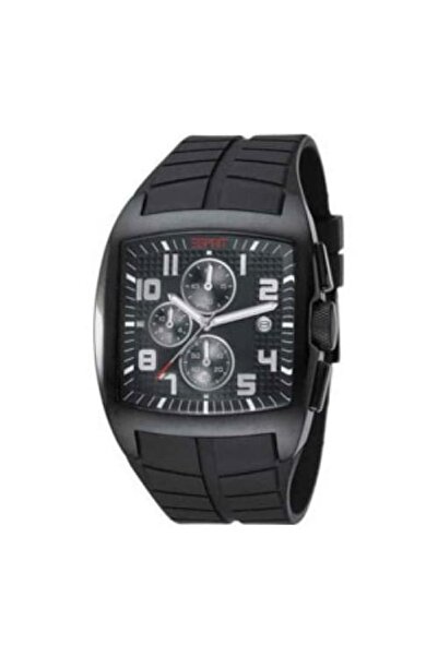 Esprit Ανδρικό μαύρο ατσάλινο ρολόι 42x52mm με λουράκι καουτσούκ 50M ES102061002