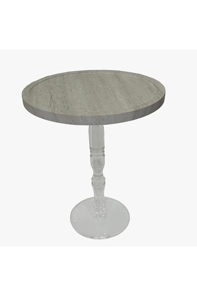 horoof home Modern Round Coffee Table with Ash-Finished Wooden Top & Transpar...