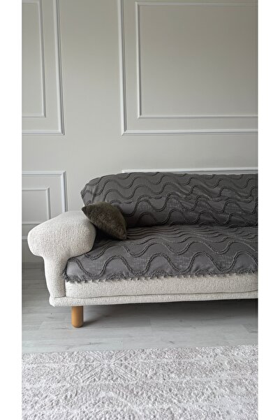Hisar Home Bohem Dalgalı Püsküllü Ponponlu Koltuk Örtüsü 190x220 cm Dekoratif...