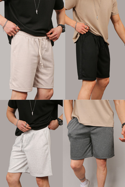 STRAVON Men's Pique Fabric Relaxed Fit Double Leg Pockets Bermuda Shorts
